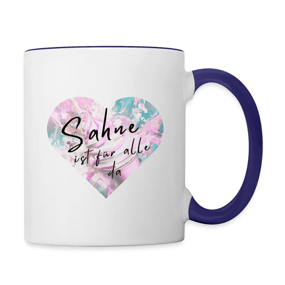 Sahne ist für alle da - zweifarbige Tasse - white/cobalt blue