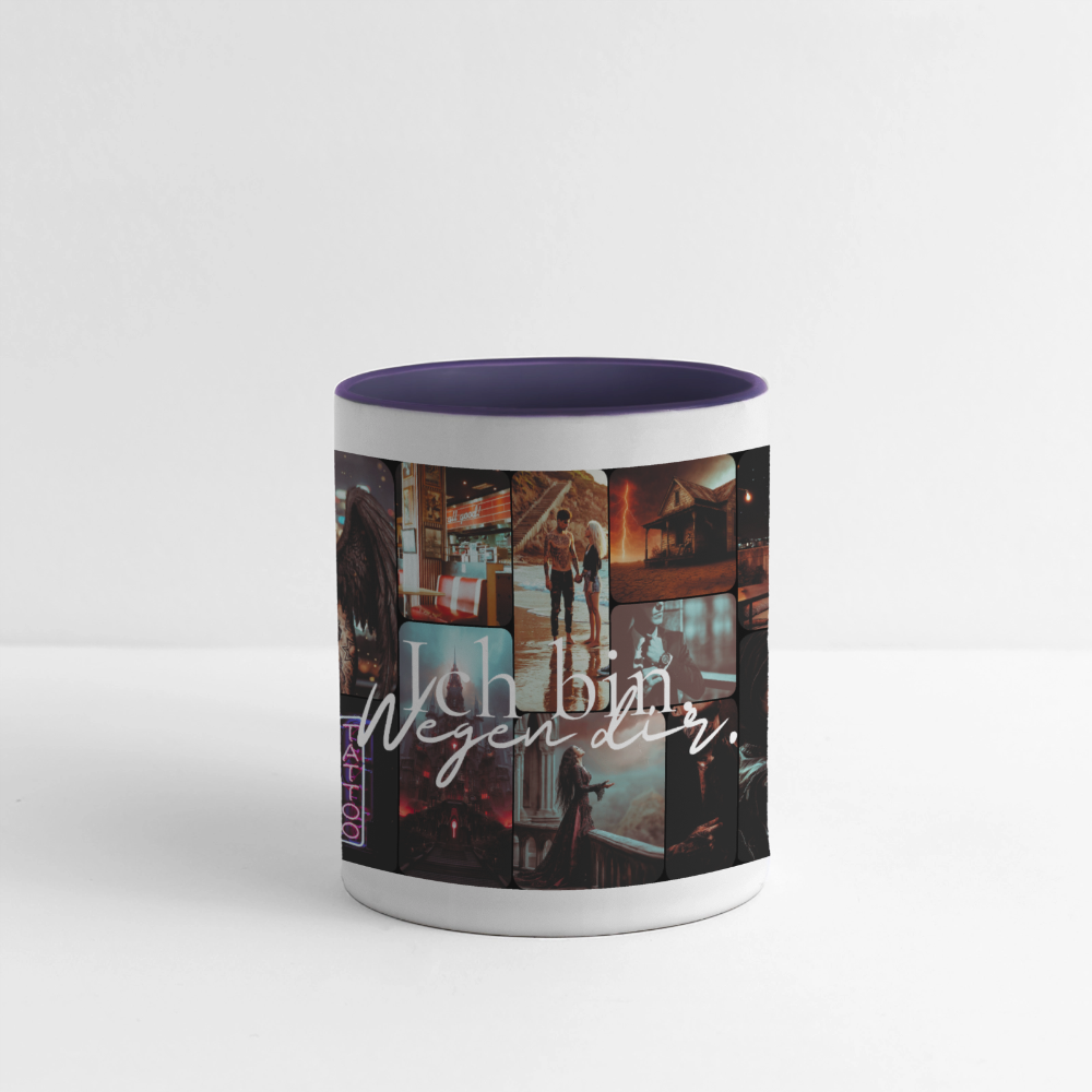 Ich bin. Wegen dir - Panoramatasse - white/cobalt blue