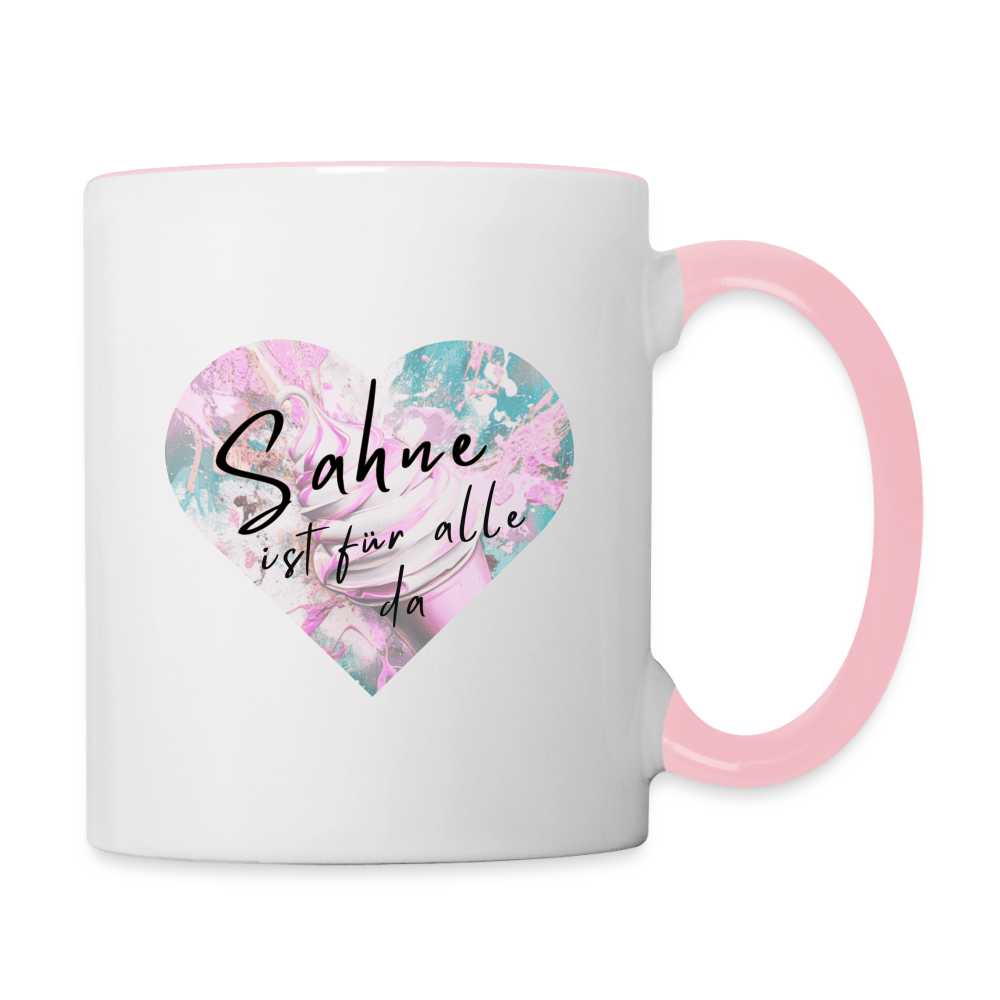 Sahne ist für alle da - zweifarbige Tasse - white/pink