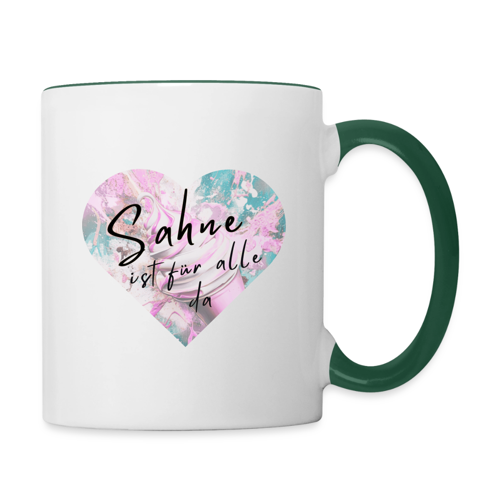 Sahne ist für alle da - zweifarbige Tasse - white/dark green