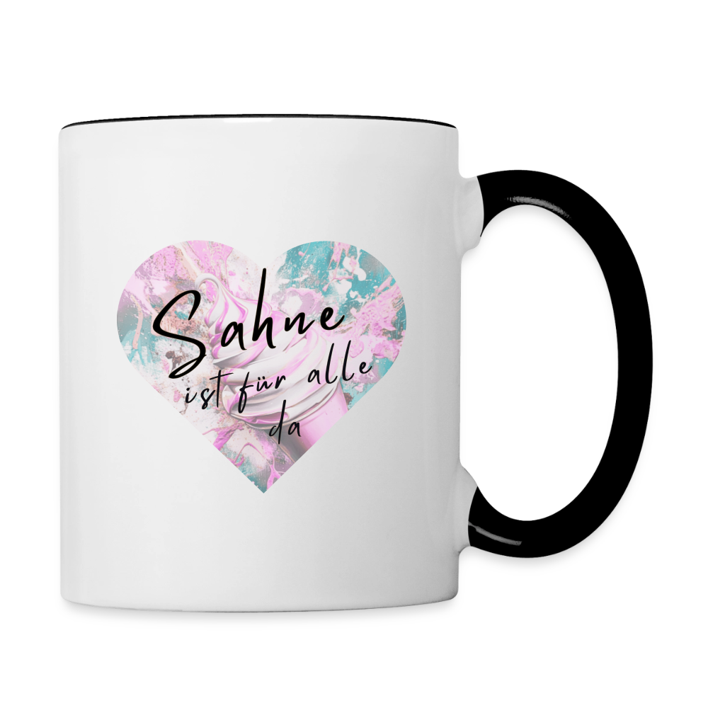 Sahne ist für alle da - zweifarbige Tasse - white/black