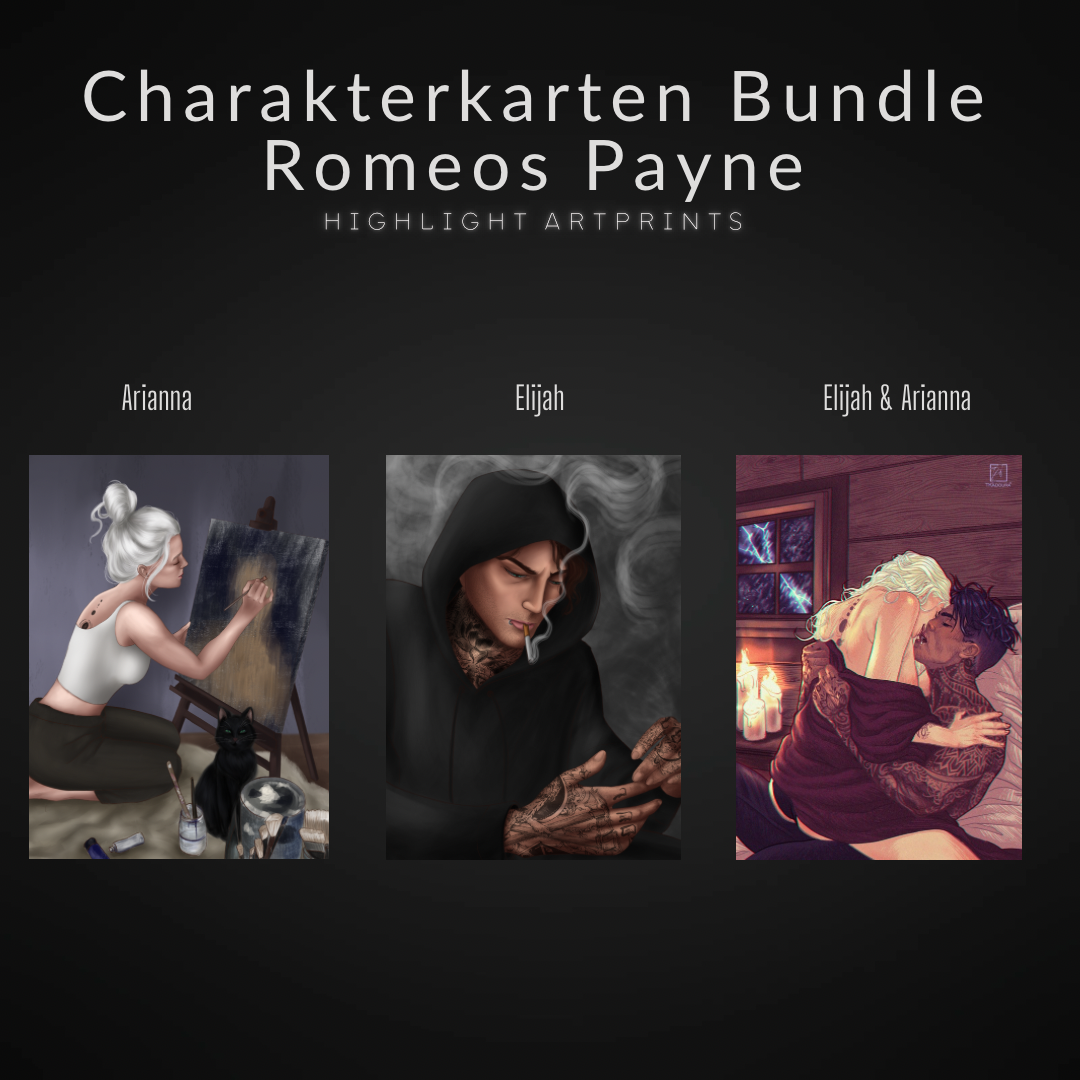 Romeos Payne Charakterkarten Bundle (3 Stück, handgezeichnet, DIN A6, versandkostenfrei)